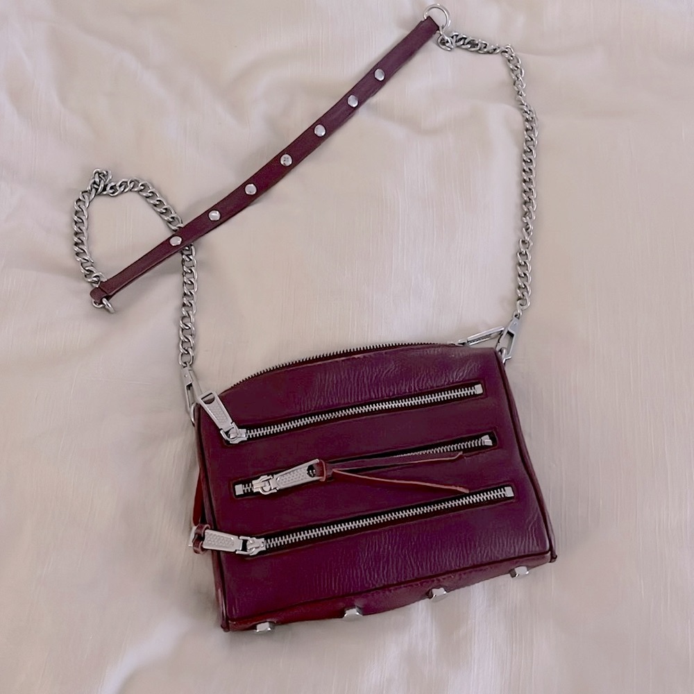 Rebecca Minkoff Burgundy Maroon Purse with Silver metal accents